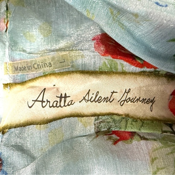 Aratta Silent Journey Floral Tunic Dress Lace-Up Back Boho Cottagecore - Picture 7 of 13